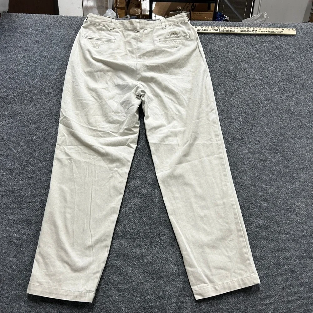 Polo Ralph Lauren Pants Mens Size 36x32 Beige Pleated Cotton Chino Classic Fit